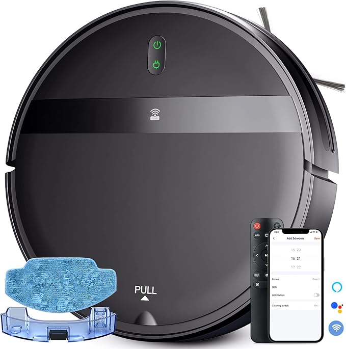 Kilgone Robot Vacuum for Pet Hair, 2-in-1 Vacuum & Mop Combo with Tangle-Free Suction & Smart 3D Avoidance, App/Wi-Fi/Alexa, Ultra-Slim & Quiet, Self-Charging for Hard Floors and Low-Pile Carpet