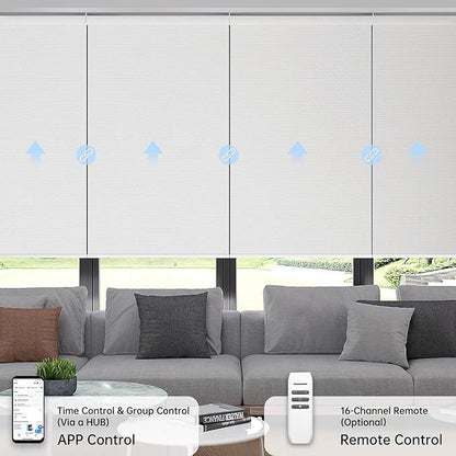 Motorized Coupled Shades, Blackout Smart Blinds for Large Windows Automatic Blinds Compatible with Alexa, Motorized Roller Shades Customized for Bedroom Home Office(Blackout-Vinyl White)