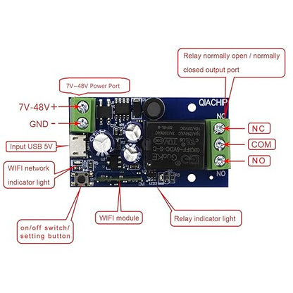 Ewelink WiFi Wireless Smart Relay Module USB 5v/12v/24v/48v Inching Selflock Remote ON Off Power Switch for Access Control,Turn on PC, Compatible with Alexa Google Home