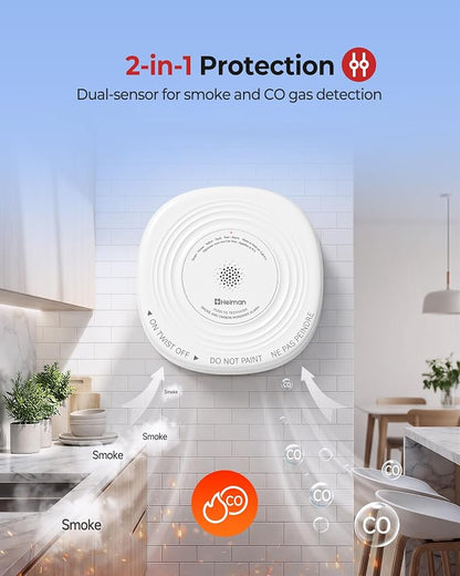 Heiman Smoke & Carbon Monoxide Detector Combo 10-Year Sealed Battery, 6Pack | UL 217 10th/UL 2034 5th Certified/85 dB Alarm, Photoelectric Fire Smoke Alarm & CO Detector for Home Hotel Rental Apartment