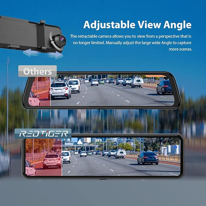 REDTIGER T700 Rear View Mirror Camera with 50ft Backup Camera Extension Cord
