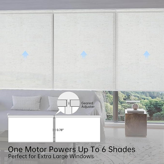 Motorized Coupled Shades, Light Filtering Smart Blinds for Large Windows Automatic Blinds Compatible with Alexa, Electric Roller Shades Customized for Living Room Home Office(Linen Beige)