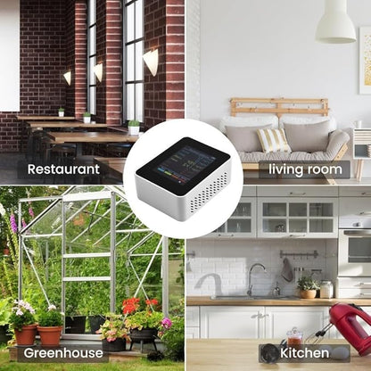 Air Quality Monitor, Multifunctional 6 in 1 C02 Detector PM2.5 PM10 HCHO TVOC Meter Air Quality Monitor, Test Indoor Pollution and Humidity Indoor