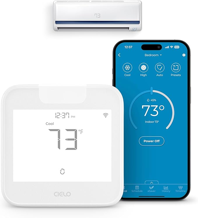 Breez Max Smart WiFi Thermostat for Mini-Split, Window, Portable AC (White)