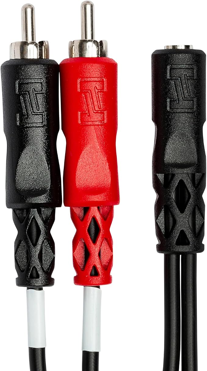 Hosa YMR-197 Stereo Breakout, 3.5 mm TRSF to Dual RCA | 1/8" to RCA cable with 6-inch length for smartphones, MP3 players and home theater systems