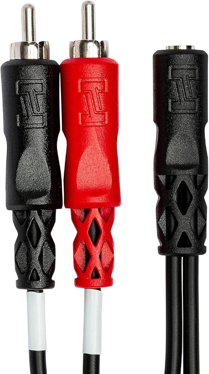 Hosa YMR-197 Stereo Breakout, 3.5 mm TRSF to Dual RCA | 1/8" to RCA cable with 6-inch length for smartphones, MP3 players and home theater systems