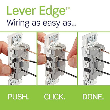 Leviton Lever Edge 15 Amp Single Pole Rocker Switch, 10-Pack, E5601-MW, White