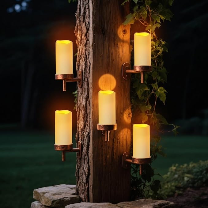 Flameless Candles 4" 5" 6" Outdoor Indoor Pillars Battery Operated Flickering Candles Include 10-Key Remote Timer 400+ Hours by 2 AA Batteries (Ivory Candle - Warm light, 3"D x 6" H - 12 Pack)