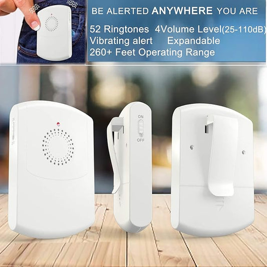 EverNary Caregiver Pager Wireless Call Button System Personal Alert Panic Button for Home Elderly Nurses Calling System with Pager and Emergency Button (1Receiver+1Button)