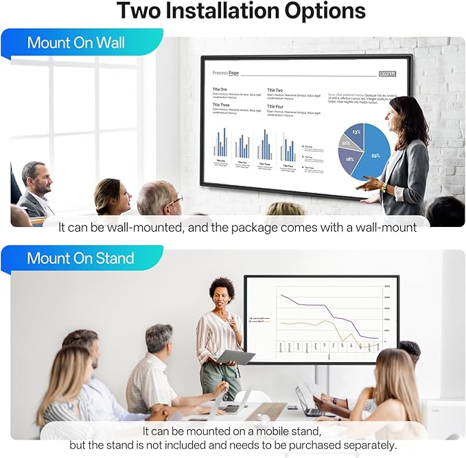 JAV Smart Board 43 Inch,Electronic Interactive Smartboard for Classroom Office Home, Screen Mirroring from Android OS Board for Presention Annotation Live Streaming (Wall Mount Included)