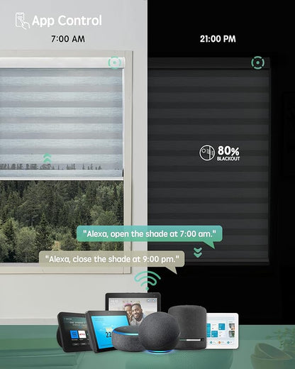Yoolax Motorized Blinds with Remote, Electric Zebra Blinds for Indoor Windows, Room Darkening Smart Shades with Voice Control, Compatible with Alexa Google Home, APP Control, 58" W x 72" H, Grey