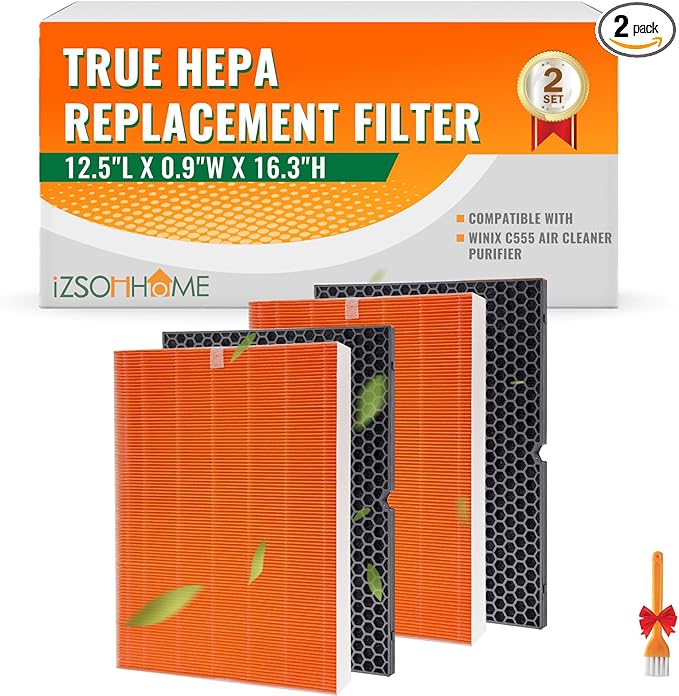 Compatible with Winix C555 Air Cleaner Purifier,116131 True HEPA Replacement Filter,H13 HEPA Filter,116131 Filter I (2 Set)