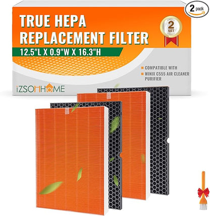 Compatible with Winix C555 Air Cleaner Purifier,116131 True HEPA Replacement Filter,H13 HEPA Filter,116131 Filter I (2 Set)