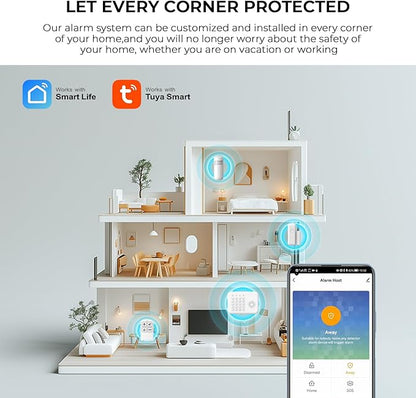 PGST Wireless Alarm System,Smart GSM 4G Home Security System with Door/Motion Sensors,Tuya APP Alerts,Compatible with Alexa&Google Assistant for Home,Villa,Apartment,Kids Safety,Pets