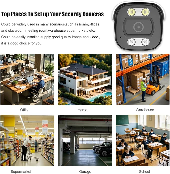 8MP 4K POE Security Camera Outdoor, IP67 Waterproof, Human Vehicle Detection IP Camera, Color Night Vision, Two-Way Audio,2.8mm Wide Angle, Remote Access