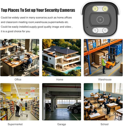 8MP 4K POE Security Camera Outdoor, IP67 Waterproof, Human Vehicle Detection IP Camera, Color Night Vision, Two-Way Audio,2.8mm Wide Angle, Remote Access