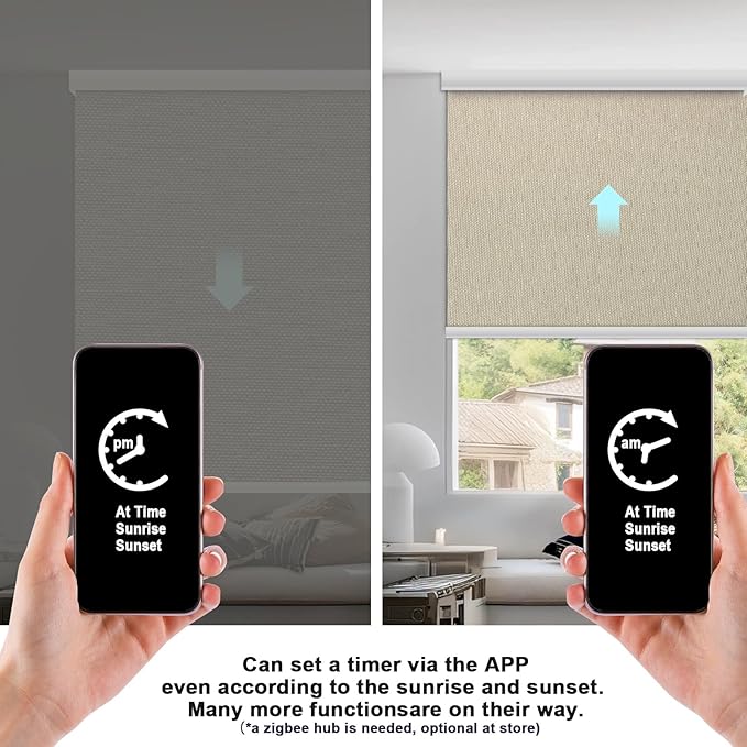 Motorized Blinds with Remote Cordless Automatic Motorized Shades Custom Blinds for Windows Smart Curtains Compatible with Alexa Google Home(Blackout Sweet Latte,W35 x H72in)