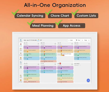 Digital Calendar, 10.1-inch Smart Wall Planner Electronic Calendar & Chore Chart, Smart Touchscreen Interactive Display for Family Schedules, Organize Your Daily & Family Routines, Desk & Wall Mount