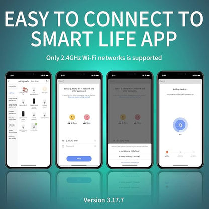 ANWIO Smart Light Bulbs 8.5W (60W Replacement) A19 E26 LED Bulb Work with Alexa, Google Assistant, Smart Life App, Tuya App, Color Changing Light Bulb,806LM,2.4Ghz only，No Hub Required（4-Pack）