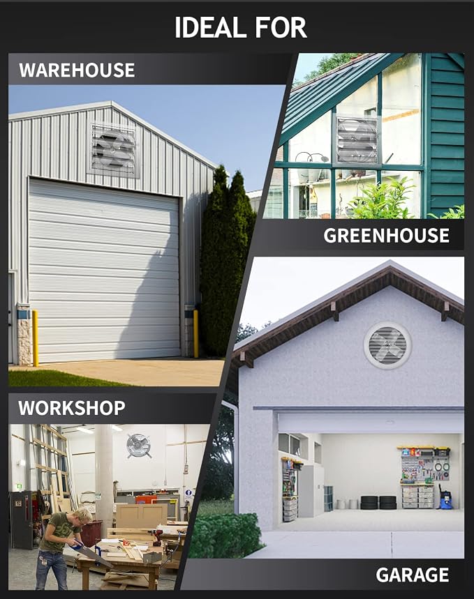iLiving NEW Upgraded 14" Wall Mounted Variable Speed Gable Exhaust Fan with Thermostat and Speed Controller for Greenhouse, Attics, Workshop, 2339 CFM, Coverage 3400 SqFt