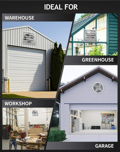 iLiving NEW Upgraded 14" Wall Mounted Variable Speed Gable Exhaust Fan with Thermostat and Speed Controller for Greenhouse, Attics, Workshop, 2339 CFM, Coverage 3400 SqFt