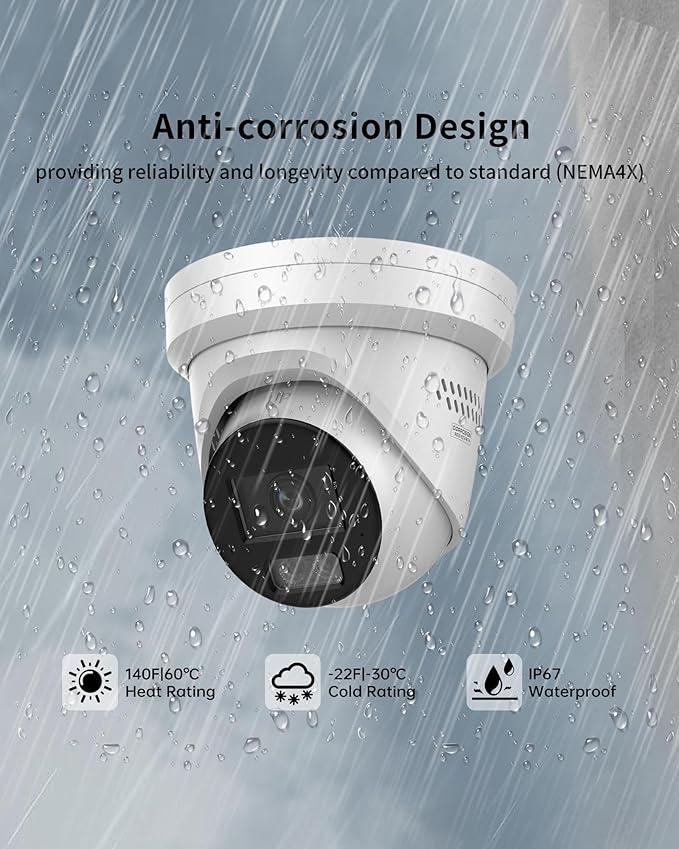 4K 8MP DS-2CD2387G3-LIS2UY/SL PoE Turret IP Camera Smart Hybrid Light, Full Color 3.0, 2-Way Talk, Scene-Adaptive WDR, Audible and Visual Alarm, DS-2CD2387G2-LSU/SL Upgrade Model 2.8mm Lens