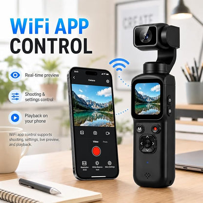 4K Pocket Gimbal Camera with Autofocus and Face Tracking