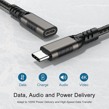 USB C Extension Cable 3.3ft USBC Male to Female Cord Support 4K Video Output, Fast Charge 100W, Data Transfer 10Gbps, USB 3.2 Gen 2 Extender for Thermal Camera, Monitor,Phone, KKY, SSD,Switch,Dock