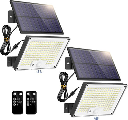 Gusicil Solar Lights for Outside, 172LED 3Modes Split Motion Sensor Outdoor Lights with Remote Control, Solar Lights Outdoor Waterproof IP65, Outdoor Solar Lights for Yard,Patio,Garden,Garage, 2 Pack