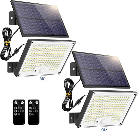 Gusicil Solar Lights for Outside, 172LED 3Modes Split Motion Sensor Outdoor Lights with Remote Control, Solar Lights Outdoor Waterproof IP65, Outdoor Solar Lights for Yard,Patio,Garden,Garage, 2 Pack