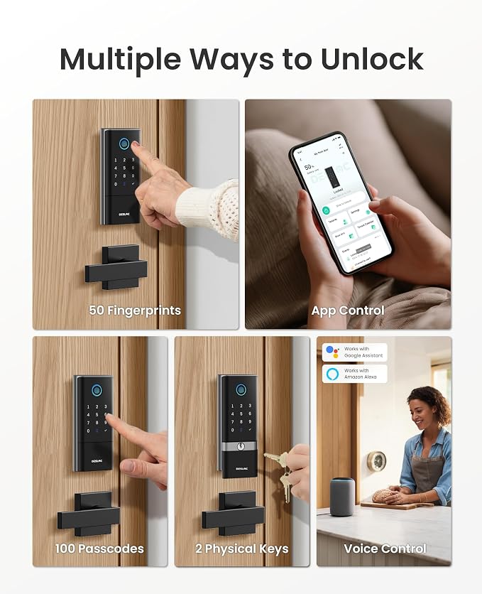 DESLOC Fingerprint Smart Lock with Handle, 16 Month Last, Built-in WiFi