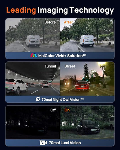 70mai 4K Dash Cam Front and Rear for Cars, STARVIS 2 IMX678 Super Night Vision & F1.7 Aperture, Dual HDR, Support 4G LTE & 5GHz Wi-Fi, Built-in 128GB eMMC, GPS, Voice Control, Parking Monitor (M800)