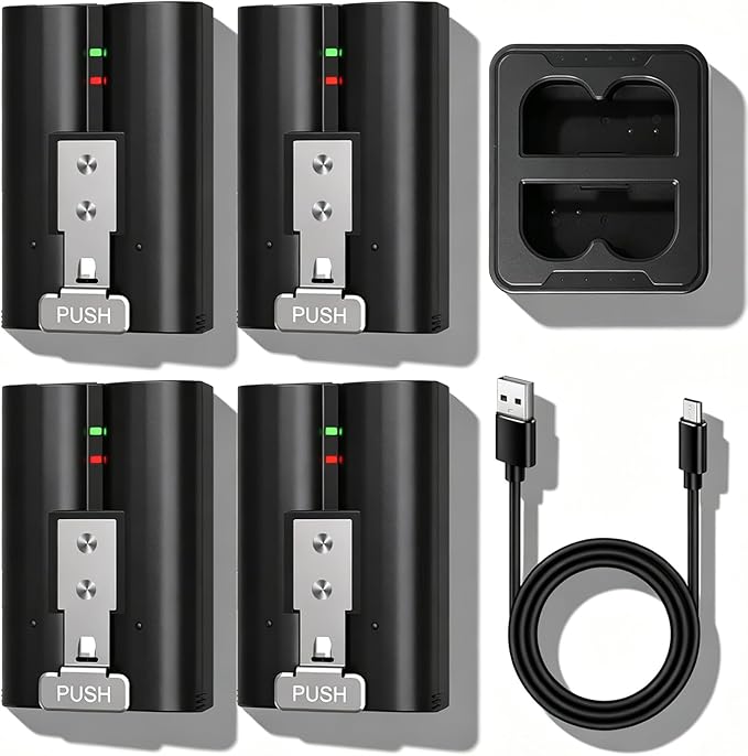 4-Pack Replacement Battery with Charging Station for Ring Video Doorbell 2/3/4/3 Plus, Rechargeable Battery Compatible with Ring Stick Up Cam 2nd/3rd Gen, Spotlight Cam, Peephole Cam