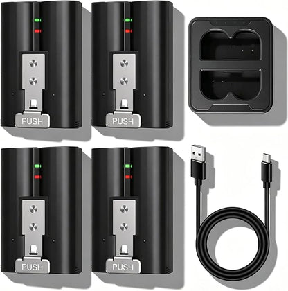 4-Pack Replacement Battery with Charging Station for Ring Video Doorbell 2/3/4/3 Plus, Rechargeable Battery Compatible with Ring Stick Up Cam 2nd/3rd Gen, Spotlight Cam, Peephole Cam