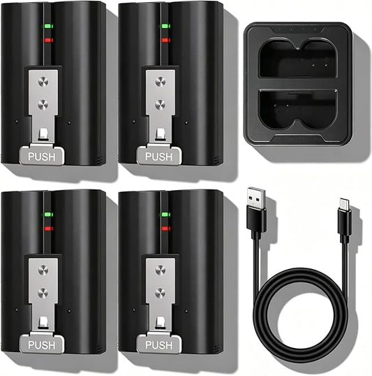 4-Pack Replacement Battery with Charging Station for Ring Video Doorbell 2/3/4/3 Plus, Rechargeable Battery Compatible with Ring Stick Up Cam 2nd/3rd Gen, Spotlight Cam, Peephole Cam