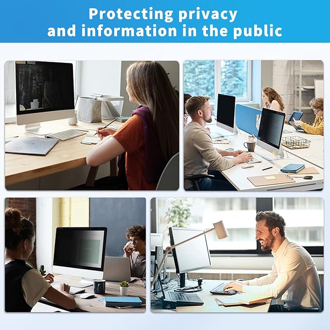 2 Pack- 24 Inch Curved Computer Privacy Screen Filter for 16:9 Widescreen Computer Monitor Computer Screen Protector Computer Screen Privacy Shield Anti Glare and Blue Light