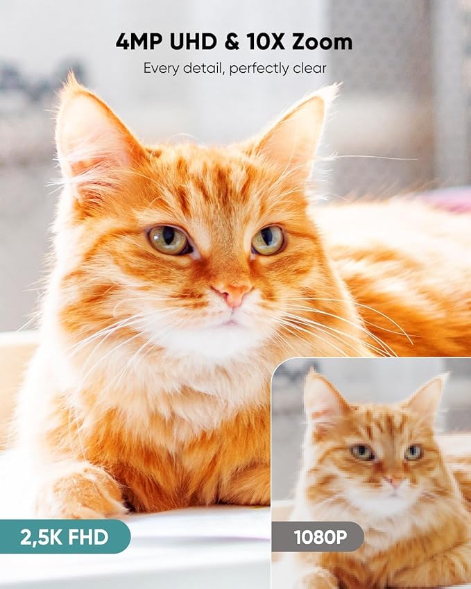 Indoor Camera Pet Camera, 2.5K 4MP Wireless Cat Camera with Phone App, 355° Pan Tilt, Color Night Vision, 2.4/5GHz WiFi, Motion Alerts, 2-Way Audio for Dog Elderly Baby Cat Home (2 Pack)