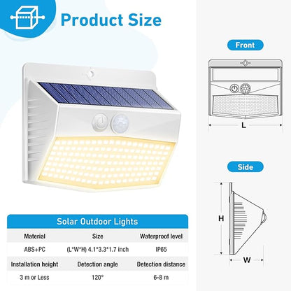 Peasur Solar Outdoor Lights, [4 Packs] Motion Sensor Security Lights with 3 Lighting Modes Wall Lights Waterproof Solar Powered Lights for Garden Yard, White Warm