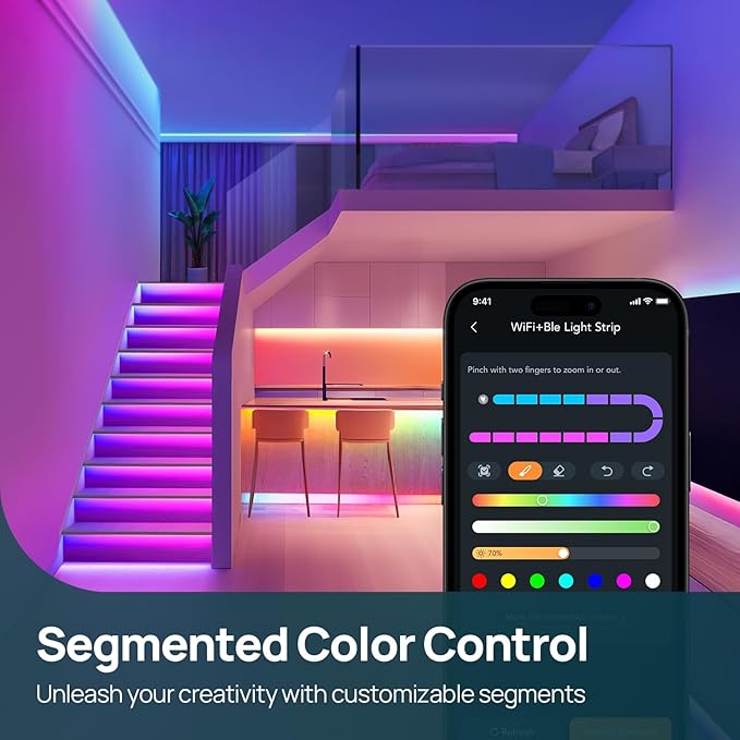 Linkind Matter Smart Light Bulb BR30 2 Pack and LED Strip Lights RGB 10ft Compatible with Alexa and Google Home