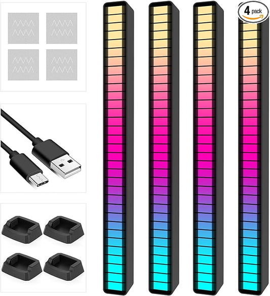 Soulpunk RGB Rechargeable Sound Control Light, Voice-Activated Pickup Music Rhythm Lights, Ambient Light, for Car, Gaming Room Decorations（4Pack）