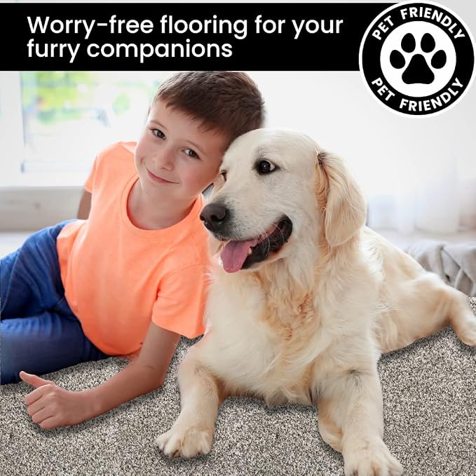Smart Squares Easy Street Premium Plush Carpet Tiles, Made in USA – 18x18 Peel and Stick Floor Tiles with Attached Padding – Seamless DIY Carpet Squares (22.5 Sq Ft, Pack of 10, 1970 Millstone)