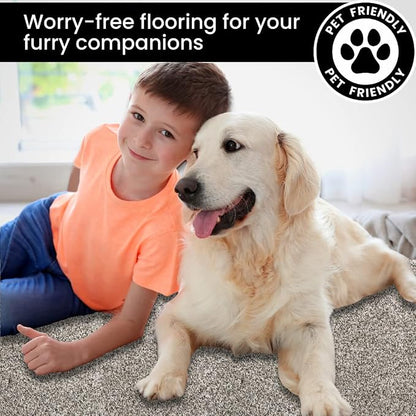 Smart Squares Easy Street Premium Plush Carpet Tiles, Made in USA – 18x18 Peel and Stick Floor Tiles with Attached Padding – Seamless DIY Carpet Squares (22.5 Sq Ft, Pack of 10, 1970 Millstone)