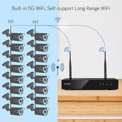 XMARTO H.265 16-Channel 4K Ultra HD Long Range Wi-Fi 6 Network Video Recorder NVR/DVR with Linux OS and Easy Remote Access (WNP816-W6, Works with XMARTO WIFI6 Cameras ONLY)