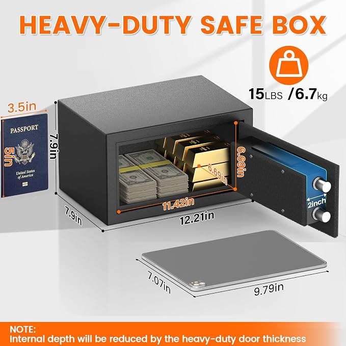 [2026 0.5H 1700°F] Mini Fireproof Safe, 14.8Lbs Heavy Duty Fire Safe Box
