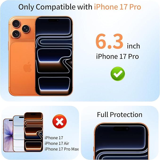 2 Pack Mirror Screen Protector for iPhone 17 Pro Privacy Tempered Glass Mirrored Effect Anti-Spy Easy Installation Frame Full Coverage Shatterproof Anti-Scratch Anti-Bubble (6.3 inch Silver)