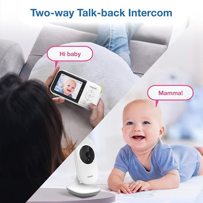 VTech VM819-2 Non-WiFi Video Baby Monitor with 2 Cameras, 1000ft Range, 19-Hour Battery – Night Vision, Temperature Sensor, Lullabies, 2-Way Audio, Secure FHSS Transmission