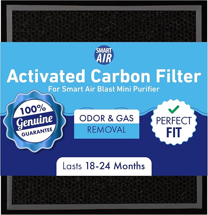 Smart Air (aka Smart Health) Blast Mini Genuine Replacement Carbon Filter – VOC & Odor Filtration, Works with True H13 HEPA for Smoke, Chemicals & Household Gases