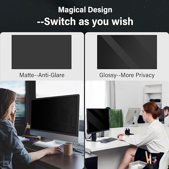 [2 Pack] 27 Inch Computer Privacy Screen for 16:9 Aspect Ratio Widescreen Monitor, Eye Protection Anti Glare Blue Light Computer Monitor Privacy Filter, Removable 27 in Protector Film