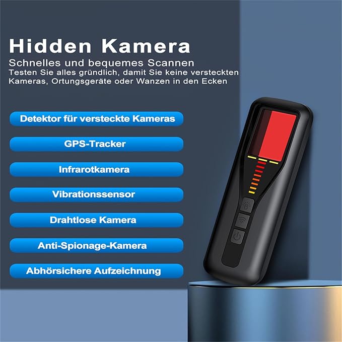 AI Hidden Camera Detectors for Travel 2026 Upgraded Spy Camera Finder, Wireless Signal Scanner for Car/ Bathroom/ Hotel. Features 4 Detection Modes, 5 Sensitivity Levels and 25 Hour Battery Life