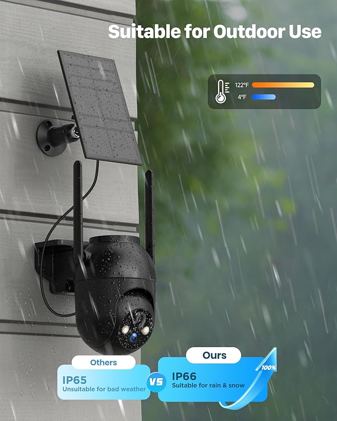 SIIOOE Security Cameras Wireless Outdoor Solar: 2K WiFi Camera for Home Security System - Battery Powered Cam IP66 Waterproof Motion Sensor - Camaras de Seguridad para Casa Inalambricas